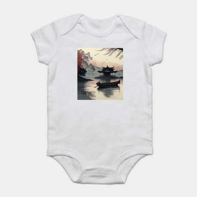 The Art of Chinese Ink Painting Baby Bodysuit by Pixel Threads 